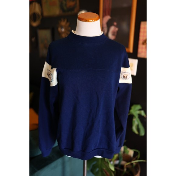 Premier International Sweaters - Vintage Premier International Woman's Elk/ Bear Patches Blue Sweater S